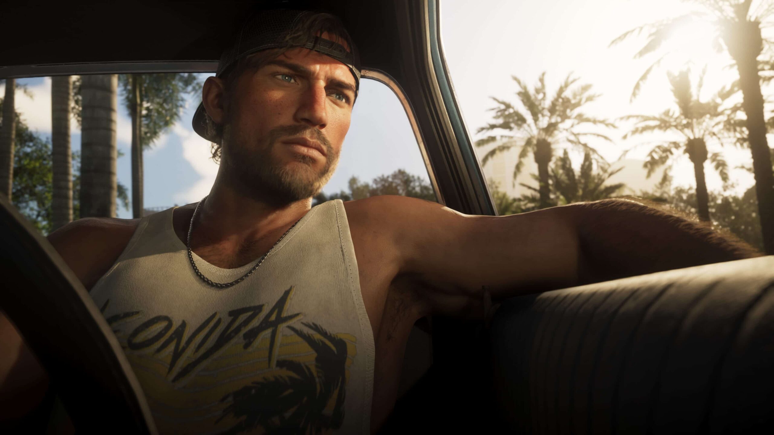 Official Grand Theft Auto VI screenshot showing Jason Duval in Leonida