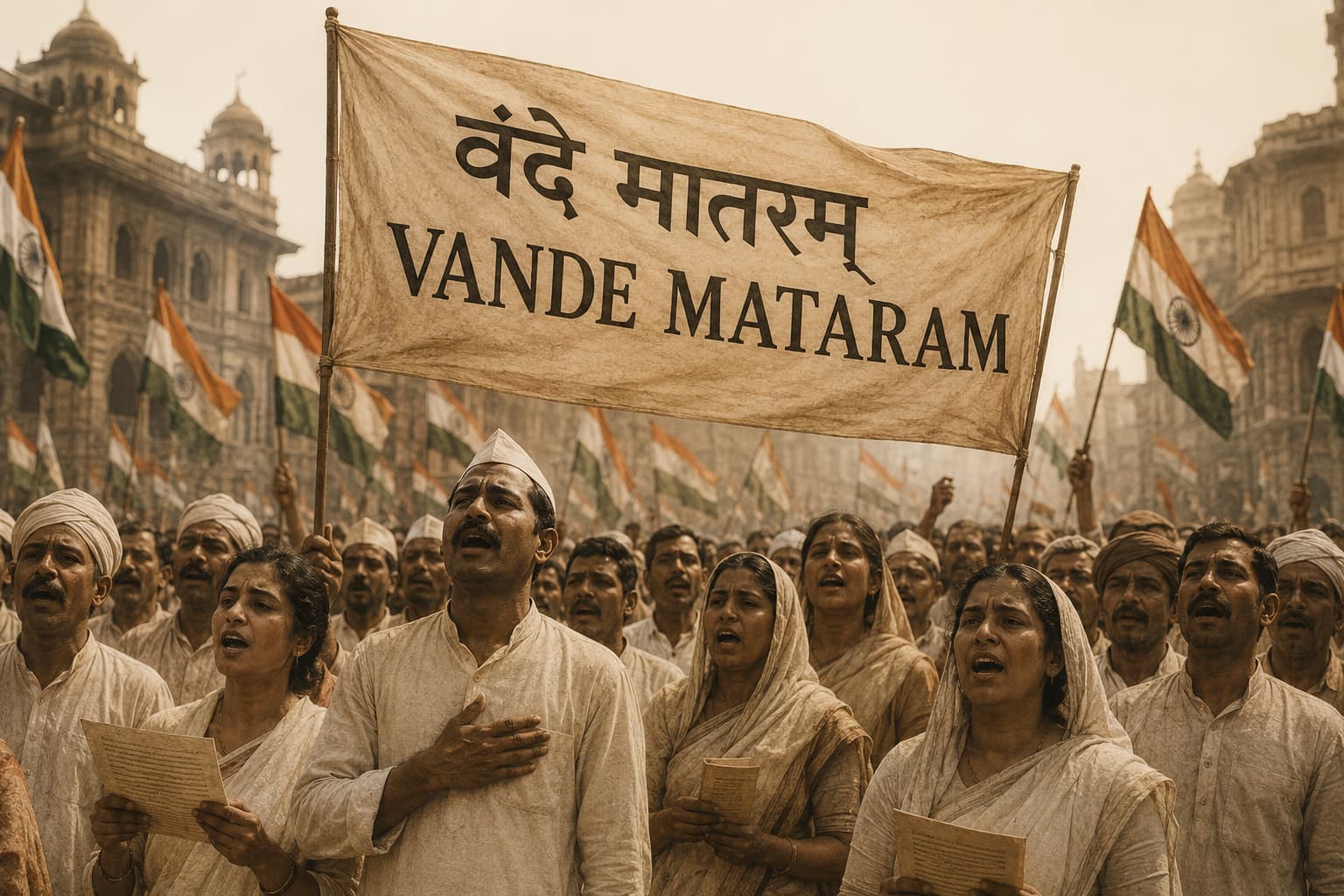 People singing vande mataram