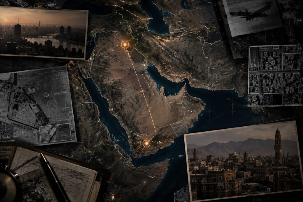 Map showing Baghdad and Yemen on January 3 2020