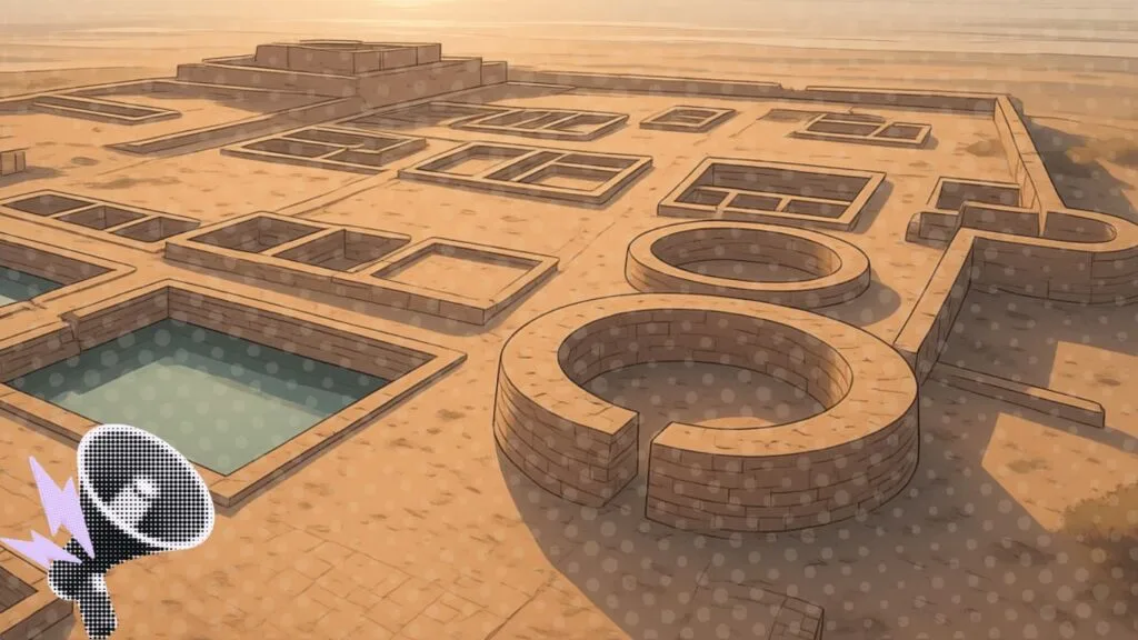Animated Ilustration of Dholavira ancient water reservoirs showing water management in India