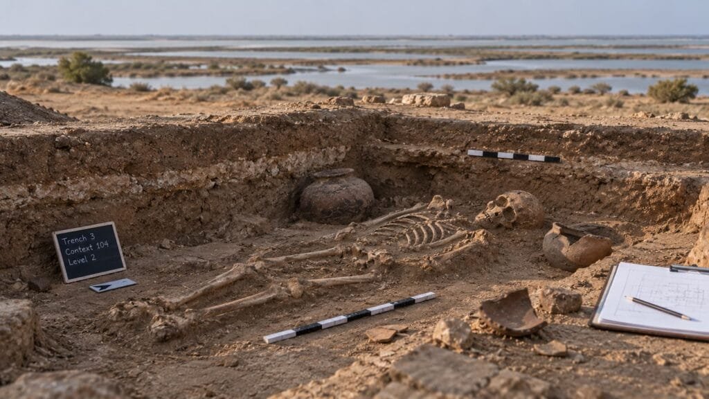 Archaeological investigation of human skeletal remains reported at Barbadgaon