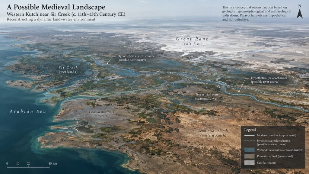 Hypothetical ancient water channels near Sir Creek and western Kutch