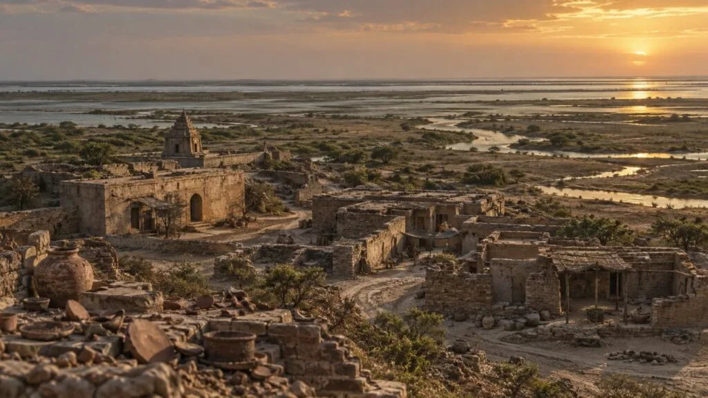 Medieval Barbadgaon settlement reconstructed near Sir Creek in western Kutch