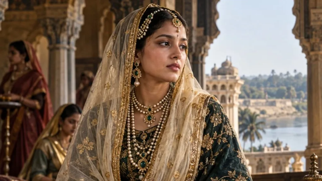 Artistic reconstruction of Khadija Zaman Begum in the court of Tipu Sultan
