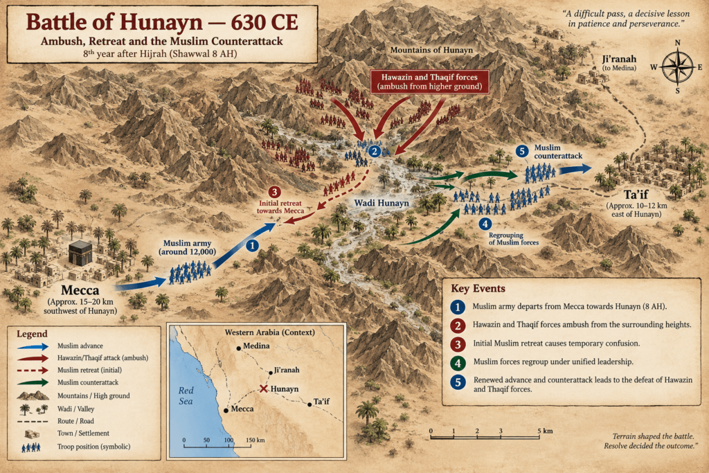 Battle of Hunayn 630 CE historical location near Mecca and Taif